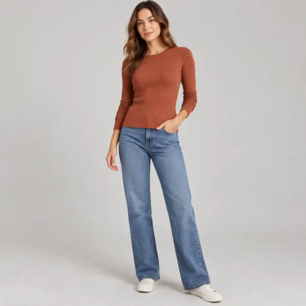 Cora Ribbed Top front view